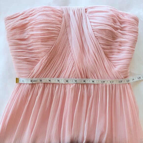 Donna Morgan Bridesmaids 100% Silk Chiffon Sweetheart Strapless Dress in Pink 6 - Picture 10 of 10